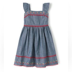 New Gymboree Embroidered Chambray Dress 5T Very Cherry Denim